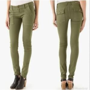 Current Elliott The Combat Skinny Pants Army Green Low Rise Cotton Blend Size 27